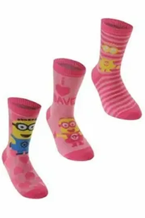 Minions Socken Despicable Me Kinder Socken, 6Stuck/2P Rosa. Socken (Beutel)