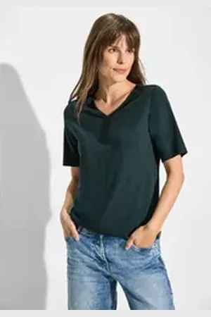 CECIL Tunikashirt mit V-Ausschnitt grün XS (36)