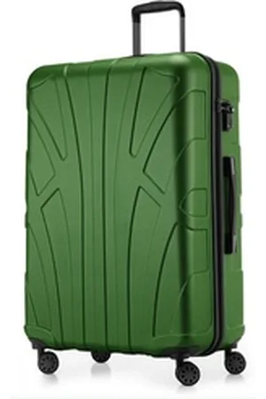 SUITLINE Trolley S1, 4 Rollen, Großer Reisekoffer XL Koffer mit Erweiterung, Rollkoffer TSA 110 L grün