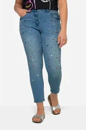 Angel of Style Angel of Style Röhrenjeans 7/8-Jeans Slim Fit Ziersteinchen. 5-Pocket blau 50