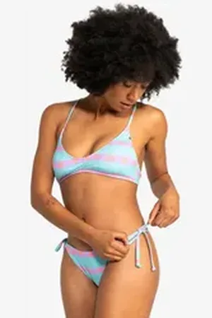 Quiksilver Highwaist-Bikini-Hose Bikiniunterteil Clickity Clack Blue Stripe blau L