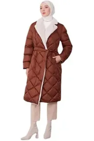 Armine Steppmantel Armine Steppjacke Damen, Warm Mantel Damen Lang, Winterjacke Damen mit braun 40