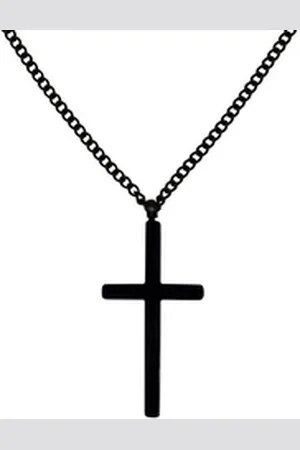 Steel_art Heideman Collier Steven schwarz farben (inkl. Geschenkverpackung), Kette mit Kreuz Männer schwarz