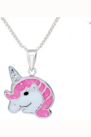 schmuck23 Kettenanhänger Anhänger Kette Einhorn 925 Silber Kinder Mädchen (Halskette mit Anhänger), Silberanhänger Kettenanhänger Kinderschmuck Halskette bunt