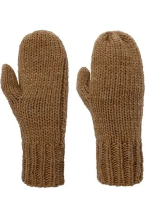 Seeberger Strickhandschuhe (1-St) Damenhandschuhe mit Futter beige|braun