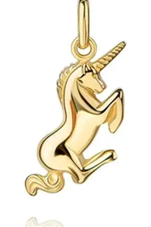 JEVELION Kettenanhänger Einhorn Anhänger Silber vergoldet (vergoldeter Silberanhänger, für Kinder - Mädchen), Schmuckanhänger - Made in Germany