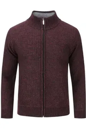 Allthemen Strickjacke mit Stehkragen Herren klassischer Cardigan rot S