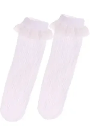 La Bortini Feinstrümpfe Kniestrümpfe in Weiß mit Rüschen in Creme 4-12Jahre Kinder Socken weiß