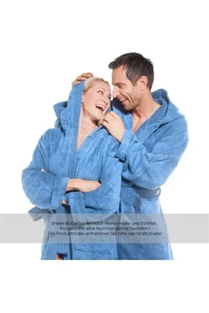 Aqua Bademantel Saunamantel Frottee Mantel Kapuze für Sie&Ihn Föhr XXL hell blau, Baumwolle blau XXL