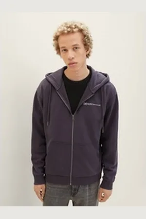 TOM TAILOR Denim Sweatjacke Hoodie mit Reißverschluss grau L