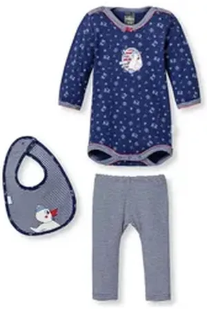 Schiesser Schlafanzug Splash Day (Set, Set) Mädchen 3-teilig, Baby Body+Hose+Lätzchen, 100% Baumwolle blau|lila 56 (Herstellergröße 056)