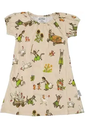 Geggamoja Sommerkleid Petterson und Findus Mädchen Kleid beige aus Bio-Baumwolle 110-116 ( 5-6 Jahre)
