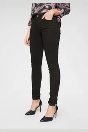 Tamaris Skinny-fit-Jeans schmale Beinform, normale Leibhöhe, 5-Pocket-Form, Used-Waschung schwarz 42