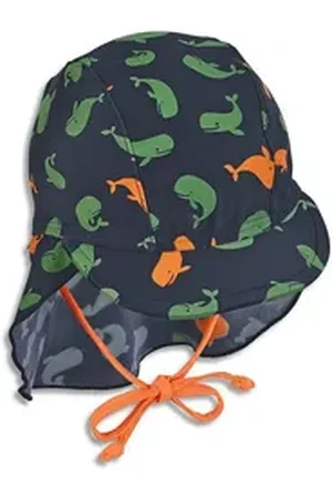 Sterntaler ® Badekappe Bademütze mit Nackenschutz Wale blau 43