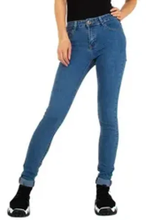 Ital-Design Skinny-fit-Jeans Damen Freizeit (86585453) Strass Stretch High Waist Jeans in Blau blau S