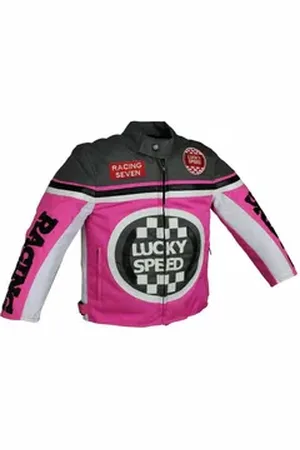 ALPHA Bikerjacke - Kinder Lucky Speed Racing-/Freizeit – Kinderjacke in Pink Atmungsaktiv & Wasserabweisend & Ideales Geschenk für Ihr Kind M/116-122
