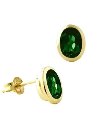 Acalee Paar Ohrstecker Gold 333 / 8K mit Chromdiopsid grün