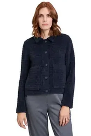 Betty & Co Betty&Co Sweatjacke Casual-Jacke mit Kragen Struktur blau 46