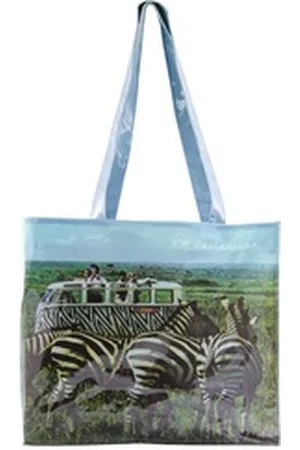 Brisa VW Collection by Einkaufsshopper Volkswagen Einkaufstasche, 16 l, im T1 Bulli Design Safari in bunten Farben blau