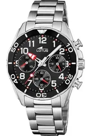 Lotus Chronograph Kinderuhr Edelstahl silber , (Chronograph), Kinder Armbanduhr rund, mittel (ca. 36mm), Edelstahl silberfarben