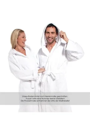 Aqua Bademantel Saunamantel Frottee Mantel Kapuze für Sie&Ihn Föhr XS weiß, Baumwolle weiß XS