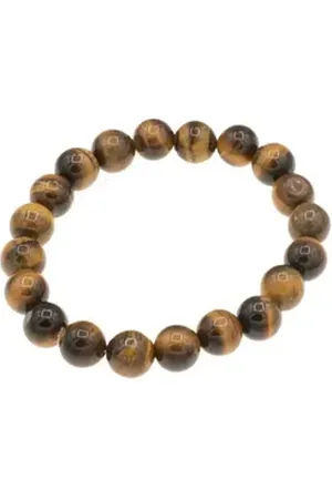 Bella Carina Armband Armband mit Tigerauge Edelstein 10 mm Perlen elastisch, mit 10 mm Tigerauge M