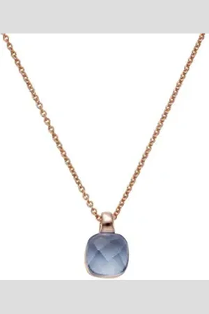 Jamelli Kette mit Anhänger 925 Silber rosé vergoldet Quarz blau (beh) rot