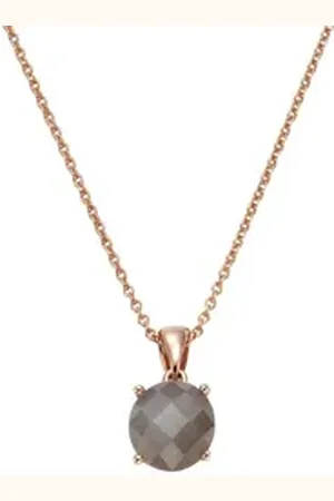 Jamelli Kette mit Anhänger 925 Silber rosé vergoldet Mondstein grau 10mm rosa