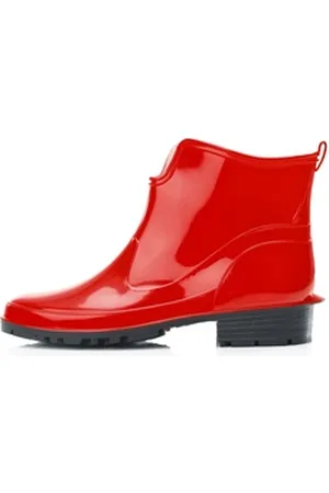 Ladeheid Gummistiefeletten LA-930 kurze Boots für Frauen Gummistiefel Damen wasserfest und bequem rot 38 EU