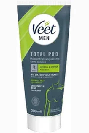 Veet MEN Enthaarungscreme Haarentfernungscreme, Set mit Tube & Spatel, 1 St., 200ml, für Oberkörper & Beine
