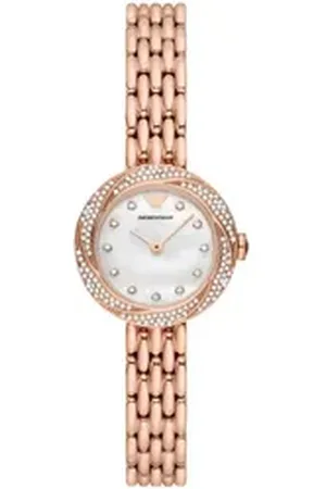 Emporio Armani Quarzuhr AR11474, Armbanduhr, Damenuhr, Perlmutt, analog, Edelstahlarmband goldfarben