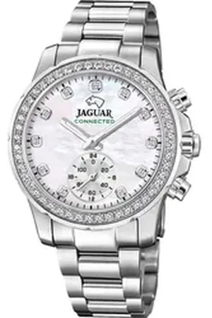 Jaguar Multifunktionsuhr Damenuhr Edelstahl silber , (Multifunktionsuhr), Damen Armbanduhr rund, Edelstahlarmband silber silberfarben