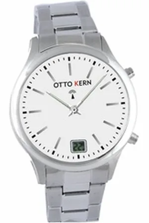 Otto Kern Funkuhr Design Funkarmbanduhr, Edelstahlarmband Datumsanzeige silberfarben