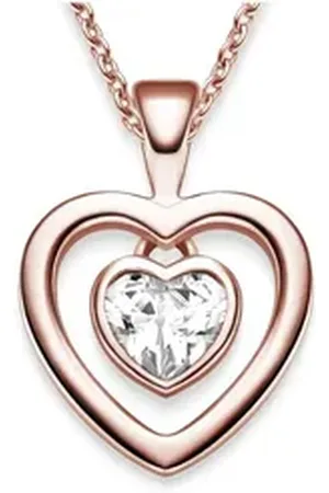 Amoonic Herzkette Halskette Damen Silber 925 Frauen Kette mit Zirkonia Herzanhänger (inkl. Schmucketui), Echte Herz Silberkette Gold Rosegold vergoldet Geschenk Freundin rosa