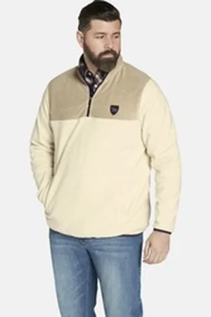 Charles Colby Fleecepullover DUKE DILLEN Details aus Cord weiß 5XL (72/74)