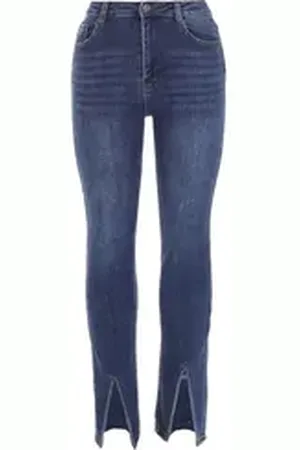 Ital-Design Skinny-fit-Jeans Damen Freizeit Used-Look Stretch High Waist Jeans in Blau blau L/40