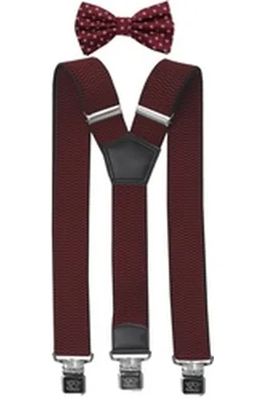 Fabio Farini Hosenträger mit passender Fliege als Set 4cm Y-Form für Herren Pack Brombeere 4cm Hosenträger - Brombeer Gemusterter Fliege lila|silberfarben