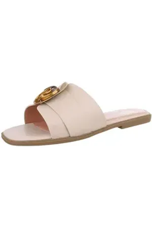 Ital-Design Damen Mules Freizeit Pantolette (86527021) Blockabsatz Pantoletten in Beige beige|braun 36 EU