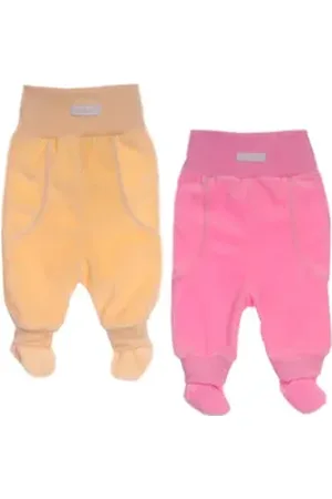 La Bortini Hose & Shorts Warme Baby Schlupfhose Babyhosen 2er Pack in Creme und Rosa aus weichem Velours, 44 50 56 62 68 74 rosa 46-50