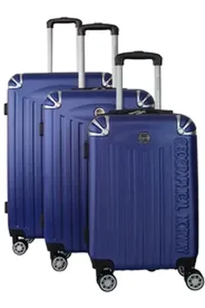 Geographical Norway Kofferset Robuste Rollkoffer Softless, 4 Rollen, (3 tlg), Leichte Hartschalenkoffer aus ABS-Kunststoff, versch. Größen blau