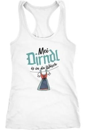 MoonWorks Tanktop Damen Tanktop Mei Dirndl is in da Wäsch Racerback ® weiß M
