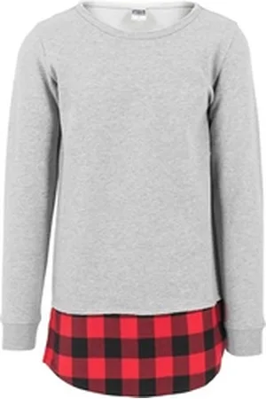 Urban classics Rundhalspullover Herren Long Flanell Bottom Open Edge Crewneck (1-tlg) grau S