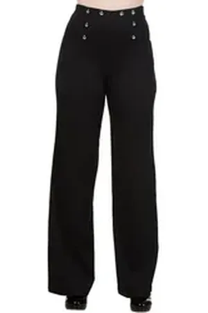 Banned Retro Schlaghose Retro Stay Awhile Schwarz Vintage Trousers 40er Jahre Stil schwarz L