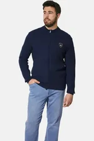 Charles Colby Strickjacke DUKE THALARIC mit elastischem Saumbund blau 4XL (68/70)