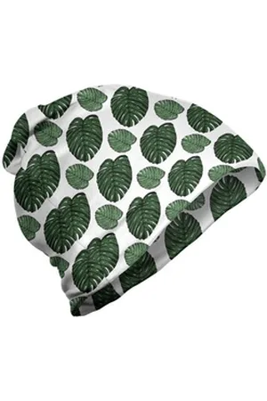 Abakuhaus Beanie Wandern im Freien Exotisch Skizzen von Monstera Leaves grün