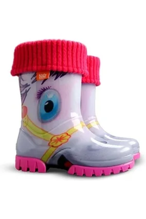 Demar Unisex Kinder Gummistiefel Regenstiefel gefüttert (Pony) Gummistiefel wasserdicht 22-23 EU
