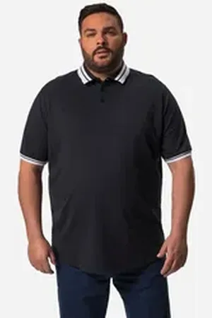 Boston Park Poloshirt Poloshirt Halbarm Kontrastbündchen blau|schwarz 52