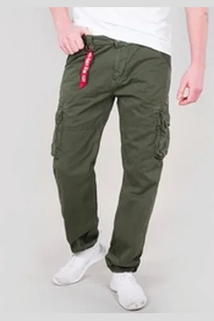 Alpha Industries Cargohose Jet Pant mit seitlichen Cargotaschen und Kordelzug am Beinabschluss grün 30