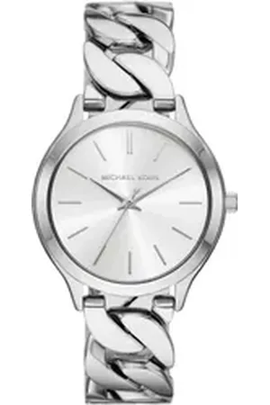 Michael Kors Quarzuhr SLIM RUNWAY CHAIN MK7474, Armbanduhr, Damenuhr, Edelstahlarmband silberfarben