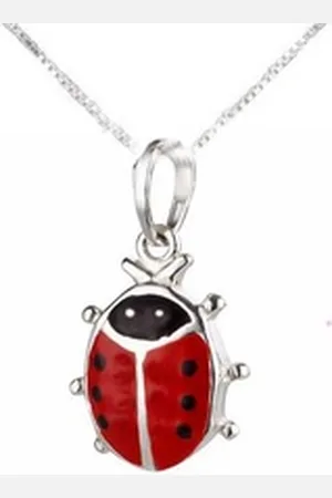 schmuck23 Kettenanhänger Anhänger Kette Marienkäfer 925 Silber Kinder Mädchen (Halskette mit Anhänger), Silberanhänger Kettenanhänger Kinderschmuck Halskette rot